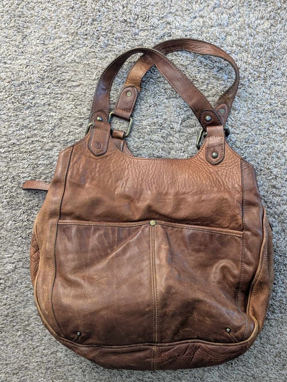 Banana Republic Vintage Distressed Brown Leather Hobo Shoulder Bag
